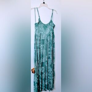 Spaghetti top dress light mint green bohemian dress.